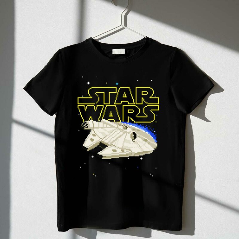 star wars millenium falcon pixel t shirt t shirt 1 1