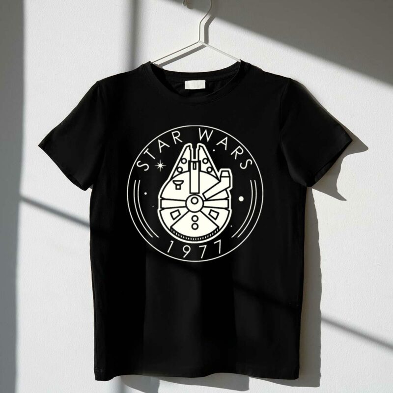 star wars millennium falcon 1977 circular emblem t shirt t shirt 1 1