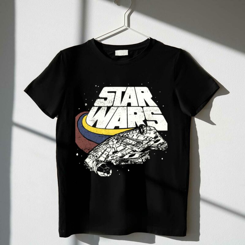 star wars millennium falcon retro three stripes t shirt t shirt 1 1