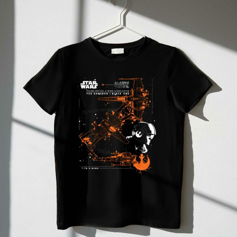 star wars poe dameron black one t 70 x wing starfighter t shirt t shirt 1 1