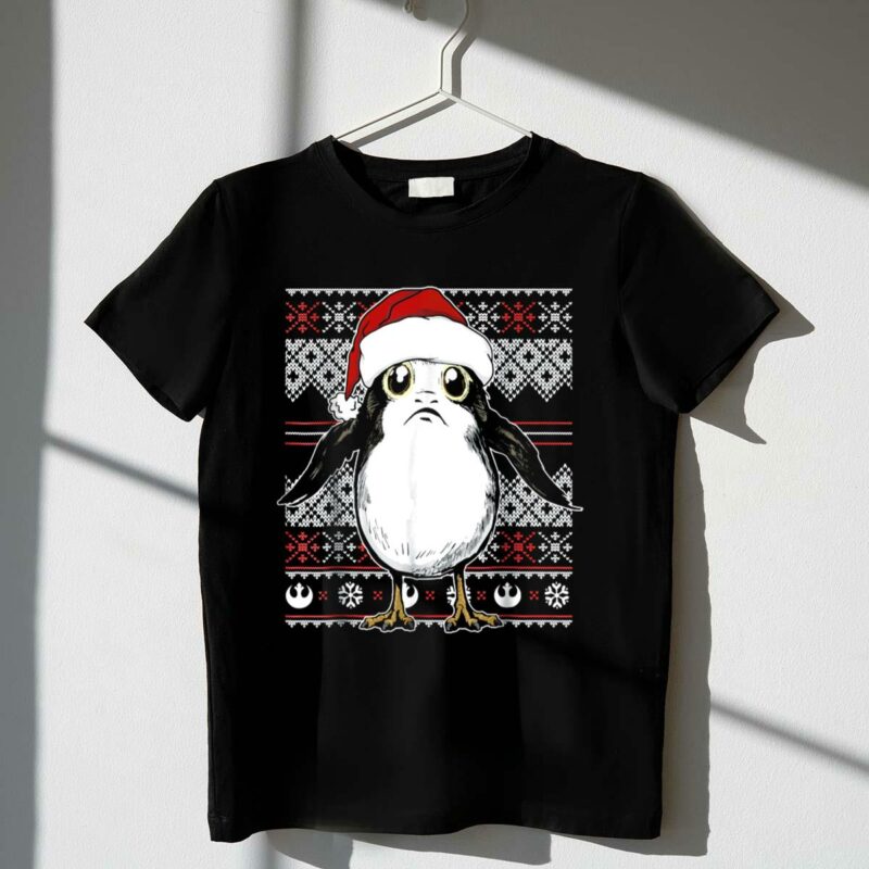 star wars porg santa hat christmas sweater pattern rebel alliance snowflakes t shirt t shirt 1 1