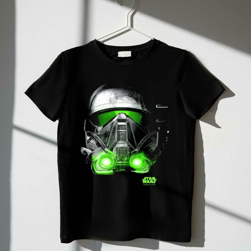 star wars rogue one eerie death trooper helmet with green glow t shirt t shirt 1 1