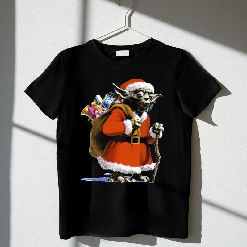 star wars santa yoda carrying sack of presents t shirt t shirt 1 1