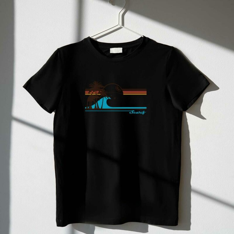 star wars scarif beach scene with at at and death star t shirt t shirt 1 1