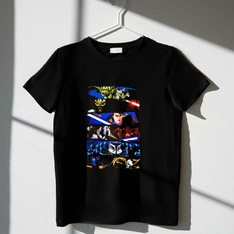 star wars the clone wars character panels yoda maul anakin grievous clones t shirt t shirt 1 1