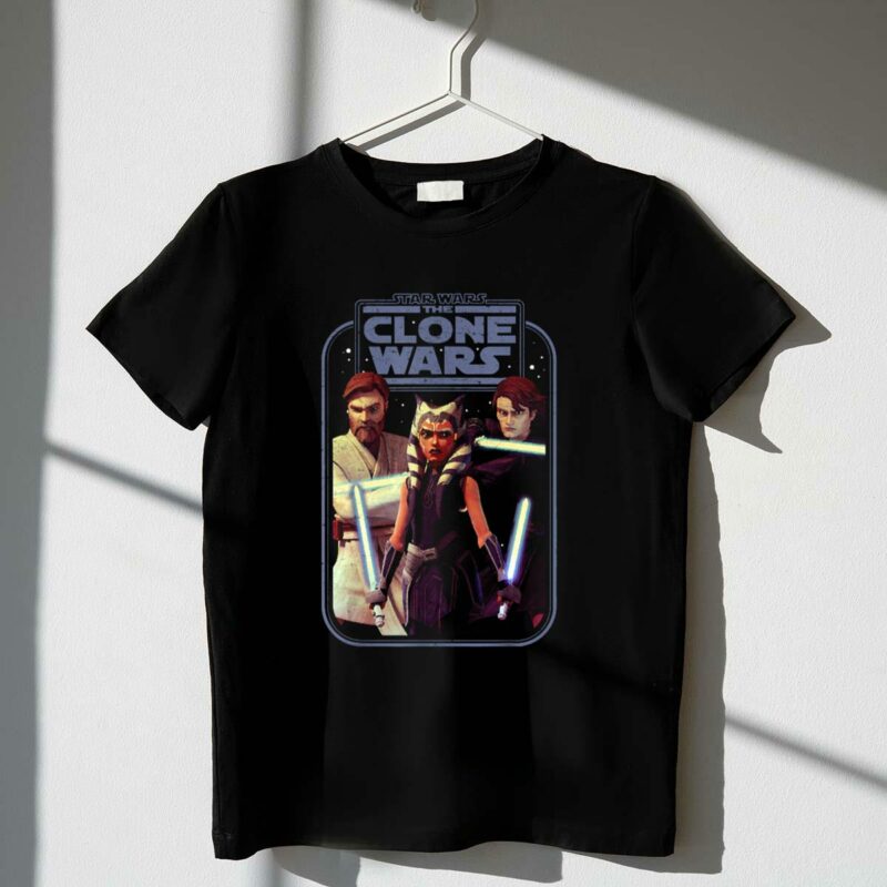 star wars the clone wars jedi heroes group with lightsabers t shirt t shirt 1 1