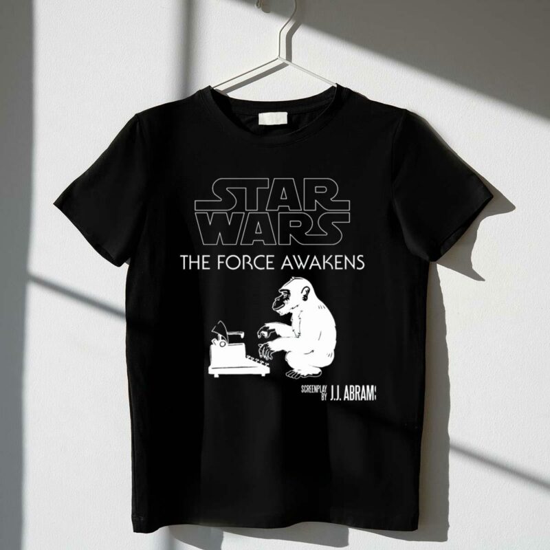 star wars the force awakens screenplay monkey typewriter jj abrams t shirt t shirt 1 1