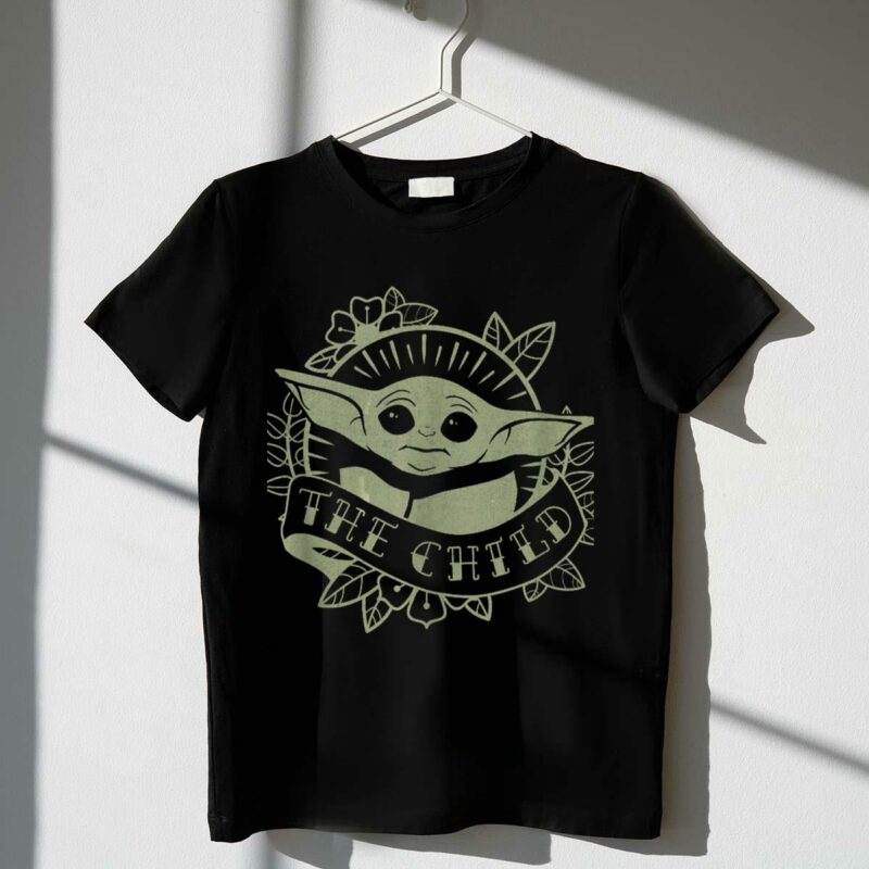 star wars the mandalorian the child floral motif t shirt t shirt 1 1