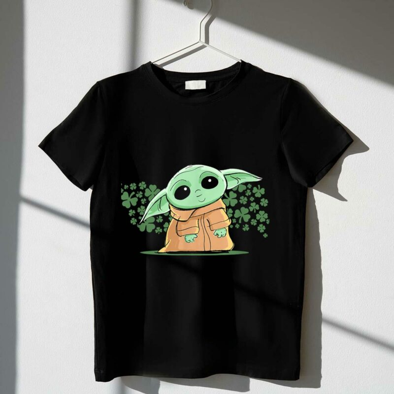 star wars the mandalorian the child green with shamrocks t shirt t shirt 1 1