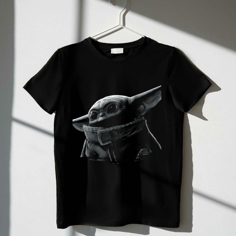 star wars the mandalorian the child grogu black and grey t shirt t shirt 1 1