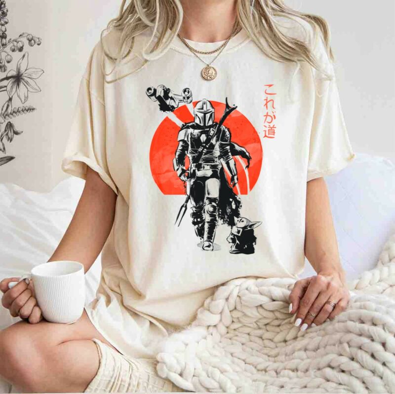 star wars the mandalorian the child pod japanese sun art style %E3%81%93%E3%82%8C%E3%81%8C%E9%81%93 t shirt t shirt 1 1
