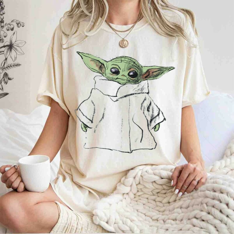 star wars the mandalorian the child sketch drawing t shirt t shirt 1 1