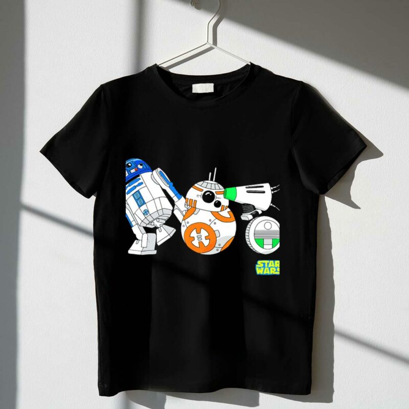 star wars the rise of skywalker droid cartoon lineup r2 d2 bb 8 d o t shirt t shirt 1 1