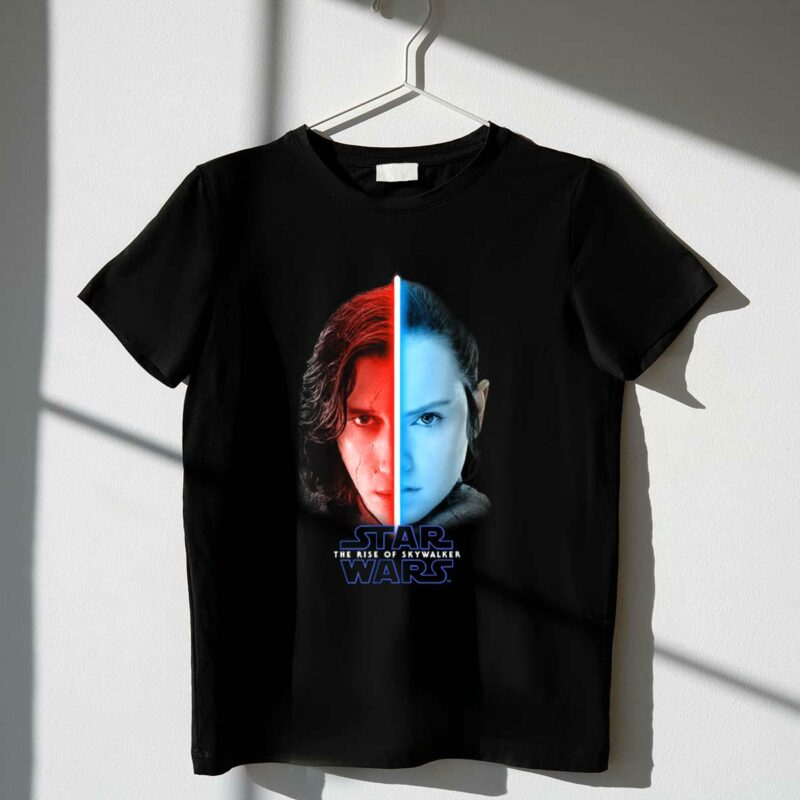 star wars the rise of skywalker rey kylo ren lightsaber split t shirt t shirt 1 1