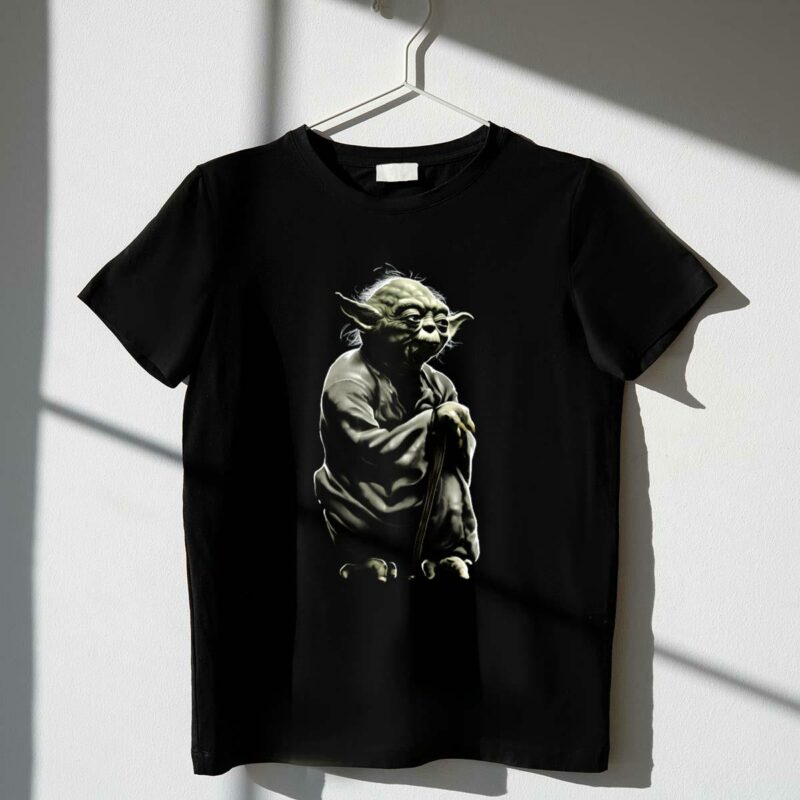 star wars yoda wise jedi master crouching with cane t shirt t shirt 1 1