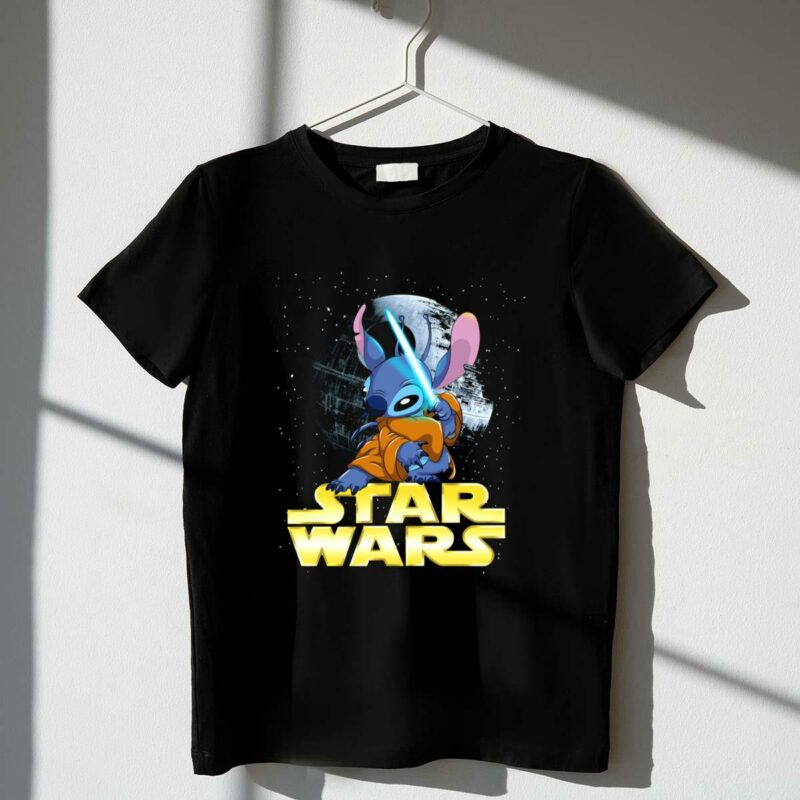 stitch star wars crossover jedi lightsaber death star t shirt t shirt 1 1