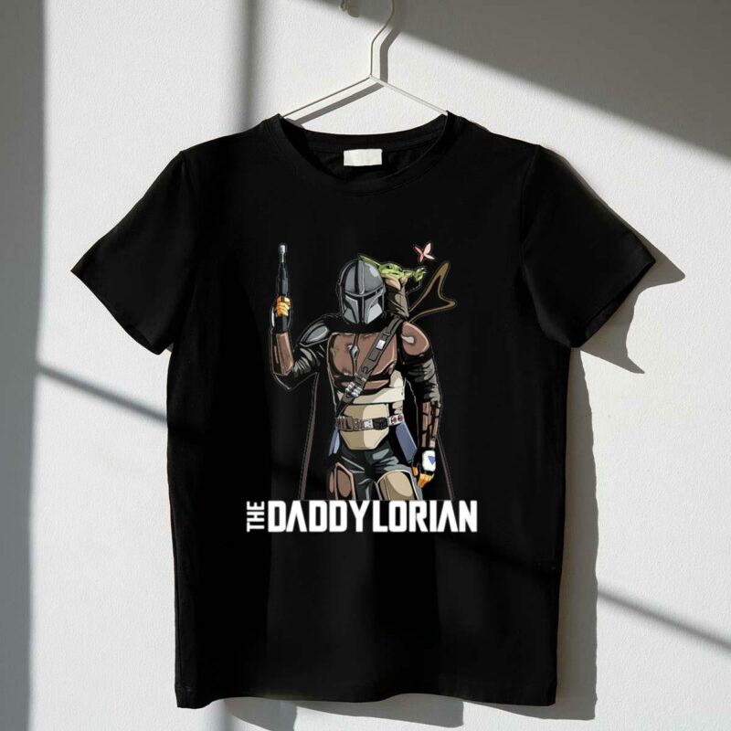 the daddylorian daddy mandalorian star wars parody with baby alien companion t shirt t shirt 1 1