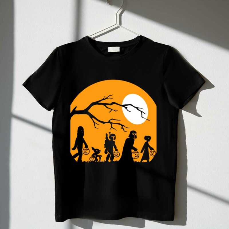 the halloween mandalorian star wars trick or treat moon scene t shirt t shirt 1 1