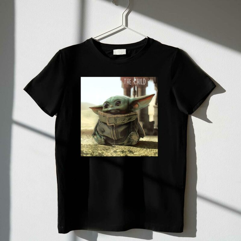 the mandalorian the child scene star wars cute baby yoda desert background t shirt t shirt 1 1