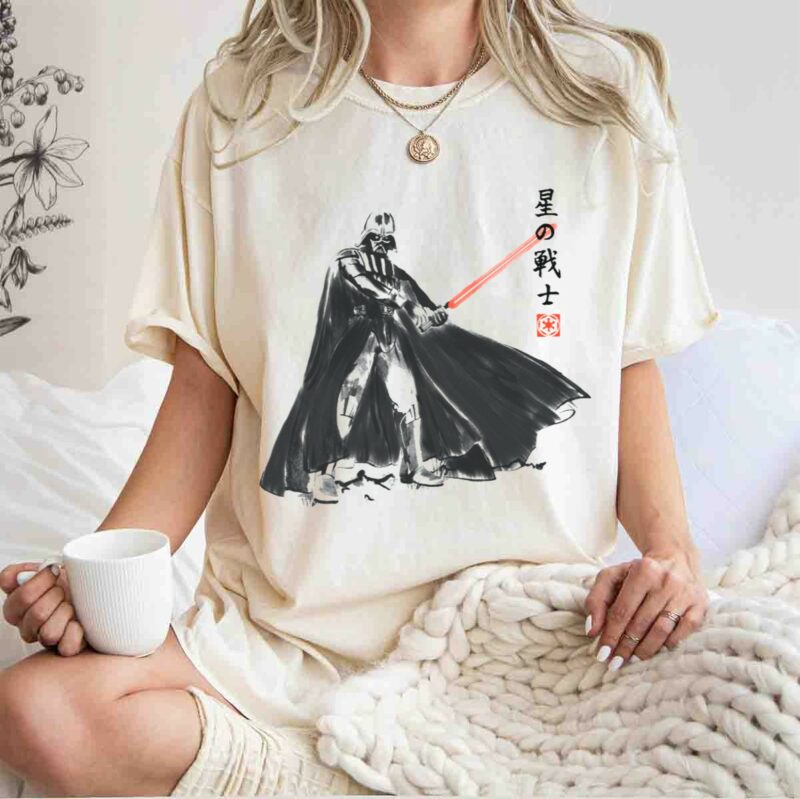 vader knight sumie japanese style darth vader star wars kanji scene t shirt t shirt 1 1