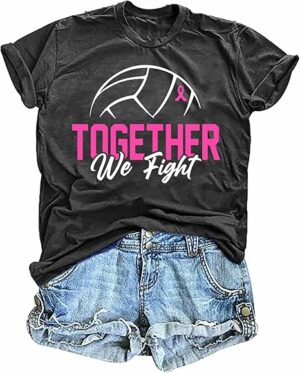 We Fight Volleyball Pink Ribbon T-Shirt