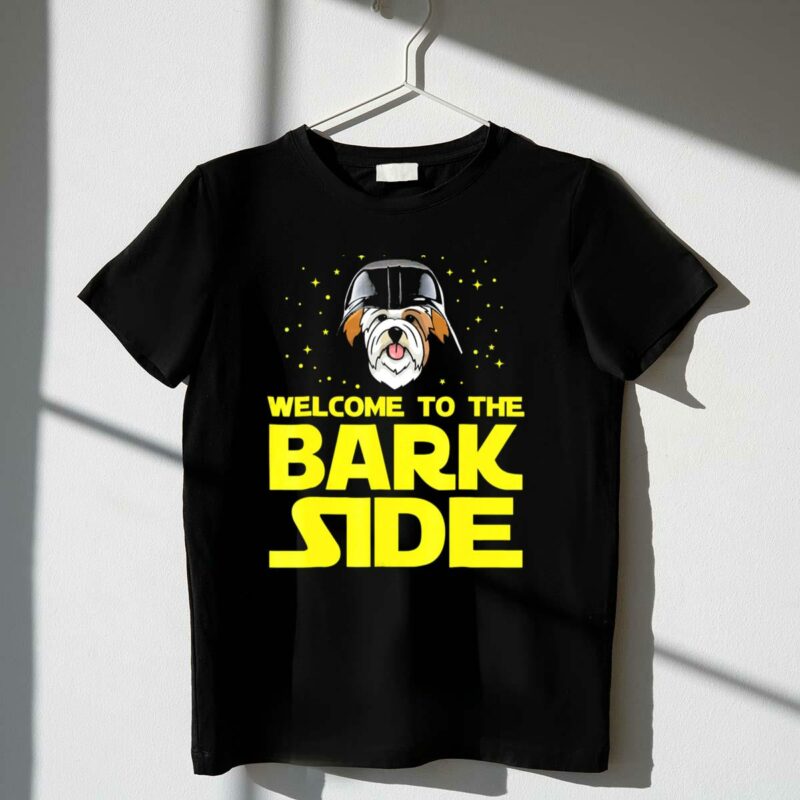 welcome to the bark side of lhasa apso featuring star wars parody elements t shirt t shirt 1 1