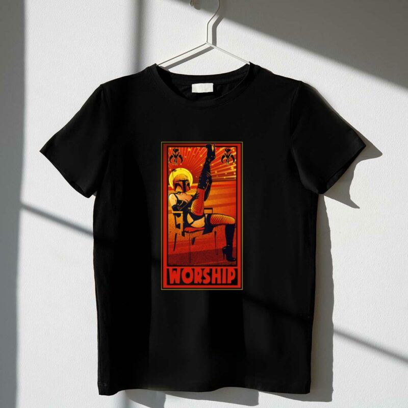 worship mandalorian pin up star wars style retro t shirt t shirt 1 1