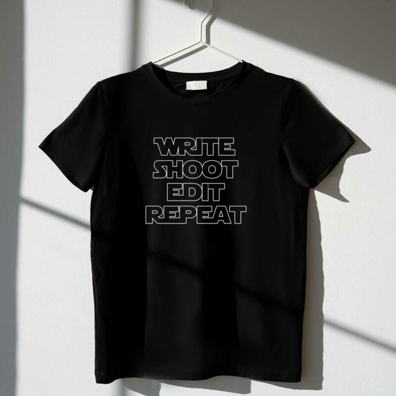 write shoot edit repeat star wars font t shirt t shirt 1 1
