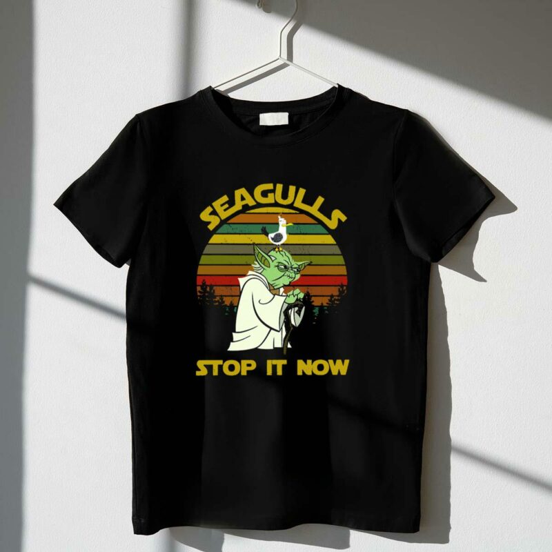 yoda seagulls stop it now star wars retro forest t shirt t shirt 1 1