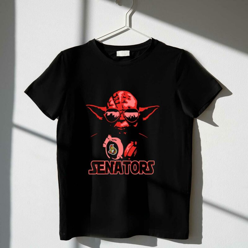 yoda star wars wearing ottawa senators logo with sunglasses t shirt t shirt 1 1