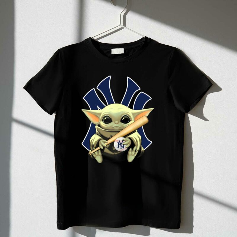 yoda star wars with yankees baseball and bat t shirt t shirt 1 1